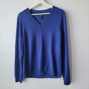 346 brooks brothers womens 100% merino wool sweater size L long sleeve V-neck